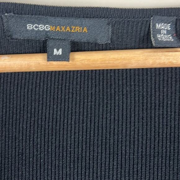 BCBGMAXAZRIA Sweater Dress Womens M Black Ribbed Knee Length Modest Minimalist - Picture 5 of 6